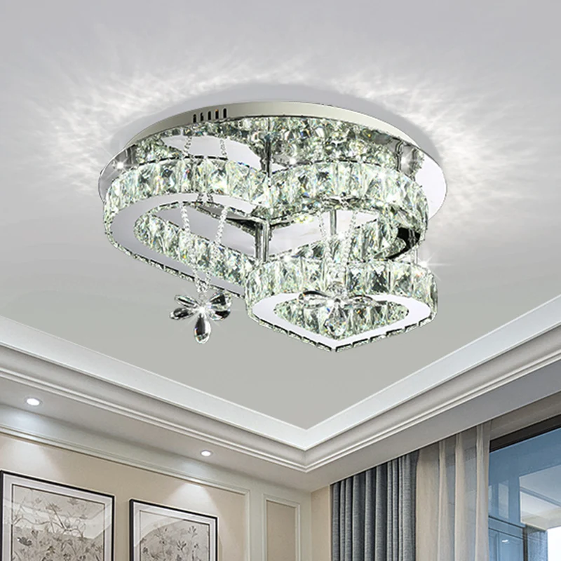 K9 Crystal Heart LED semi-inbouw moderne roestvrijstalen inbouwplafondlamp Clearhalo