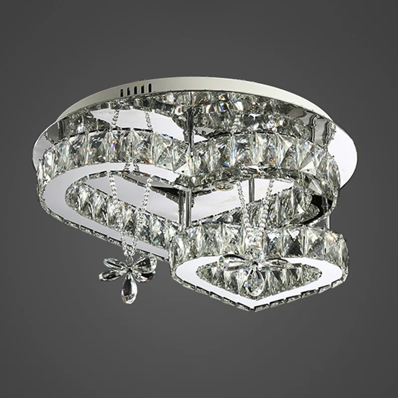 K9 Crystal Heart LED semi-inbouw moderne roestvrijstalen inbouwplafondlamp Clearhalo