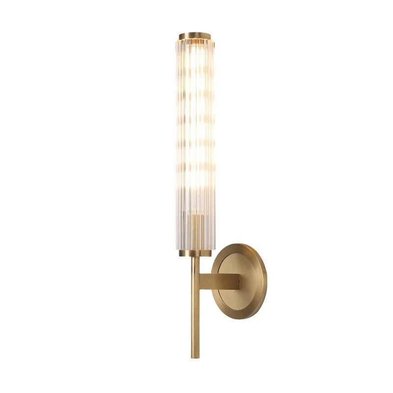 Crystal Rod Cilinder Wandlamp Hedendaags 1-lichts Messing Wandmontagelamp Clearhalo