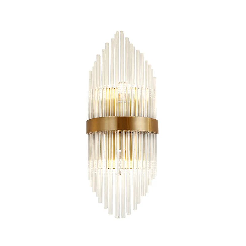 Crystal Rod Shield Wall Mount Light Postmodern 2/3 Heads Gold Sconce Light Armatuur voor woonkamer Clearhalo