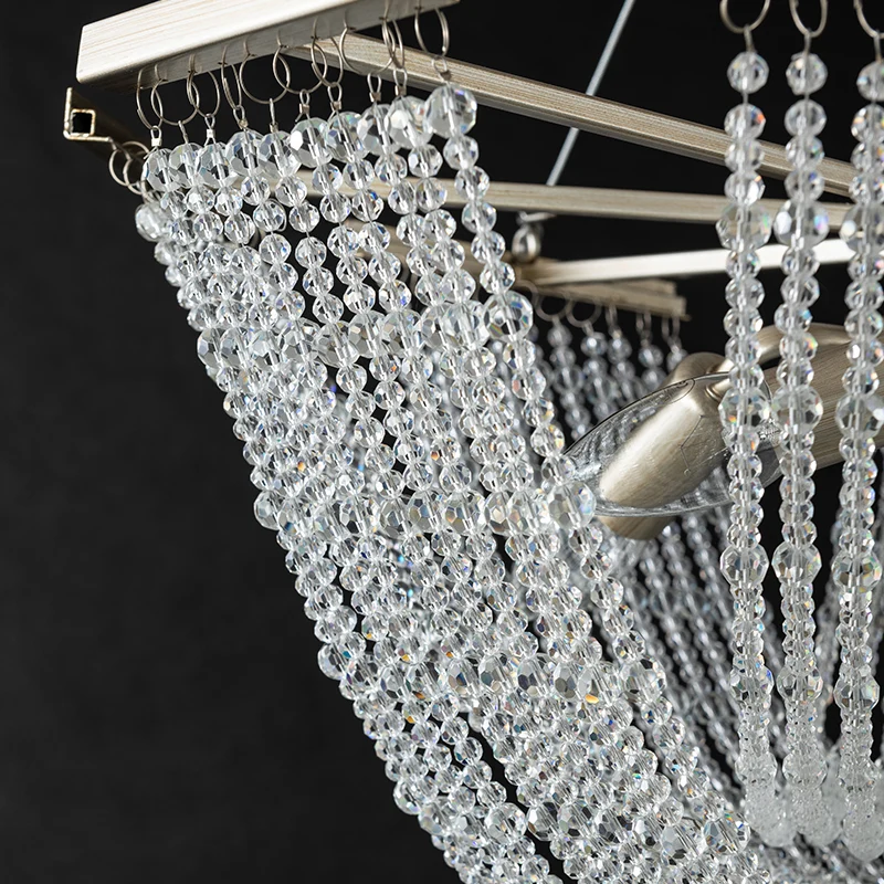 Crystal Strand Bowl kroonluchter lichte traditionele woonkamer hangende hanger zilver Clearhalo
