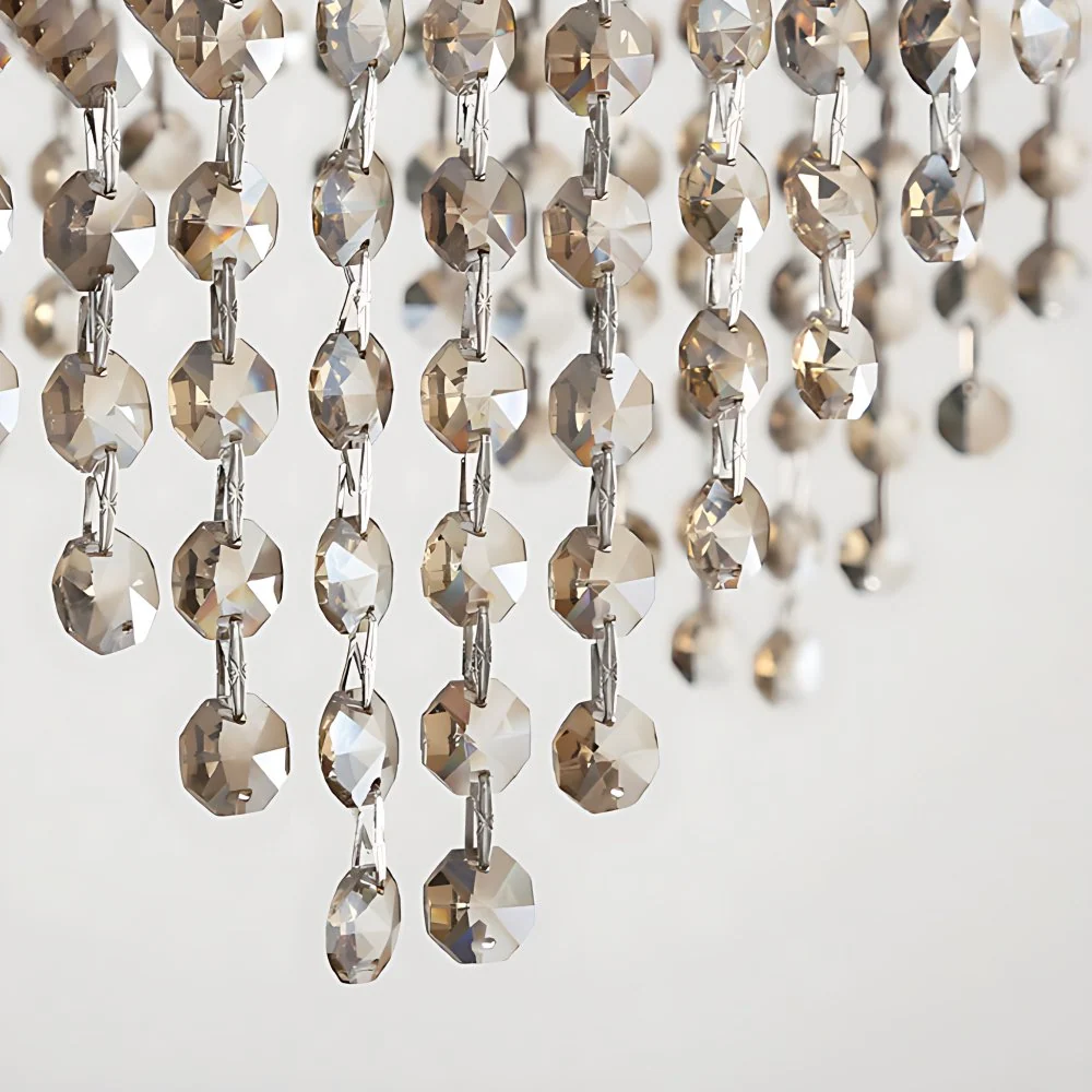 Crystal Strand gebogen eilandhanger eenvoudige stijl zilveren LED-plafondhanglamp Clearhalo