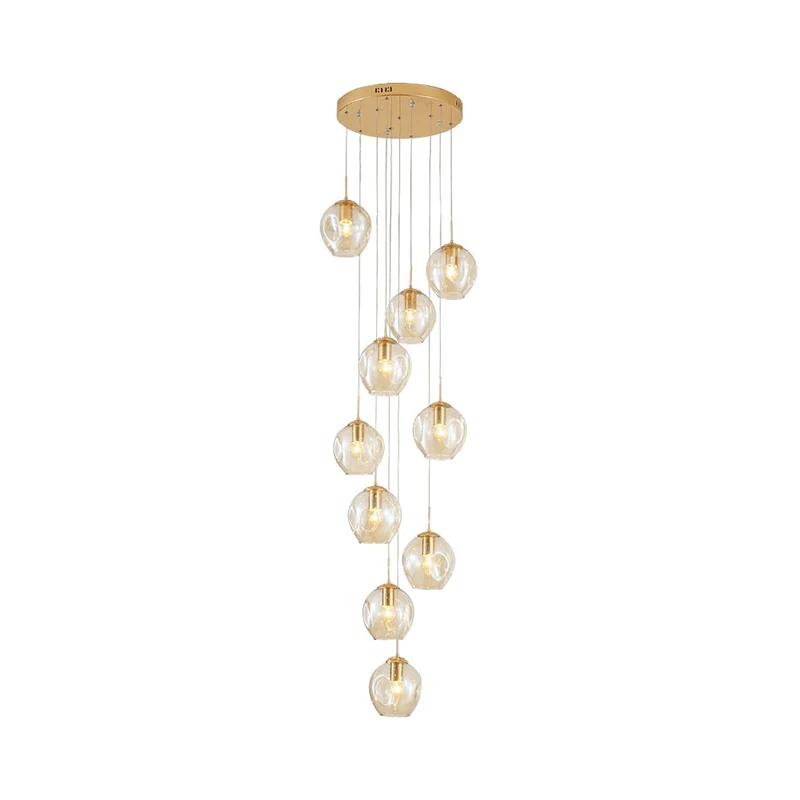 Cup Cognac glazen plafondlamp met kuiltjes, modernistische chroomcluster hanglamp voor woonkamer Clearhalo