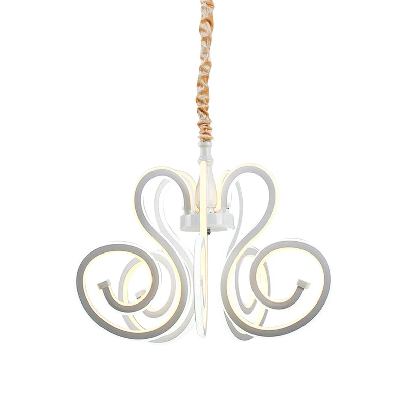 Curly acryl kroonluchterlamp eigentijds wit LED hangend plafondlicht voor eetkamer Clearhalo
