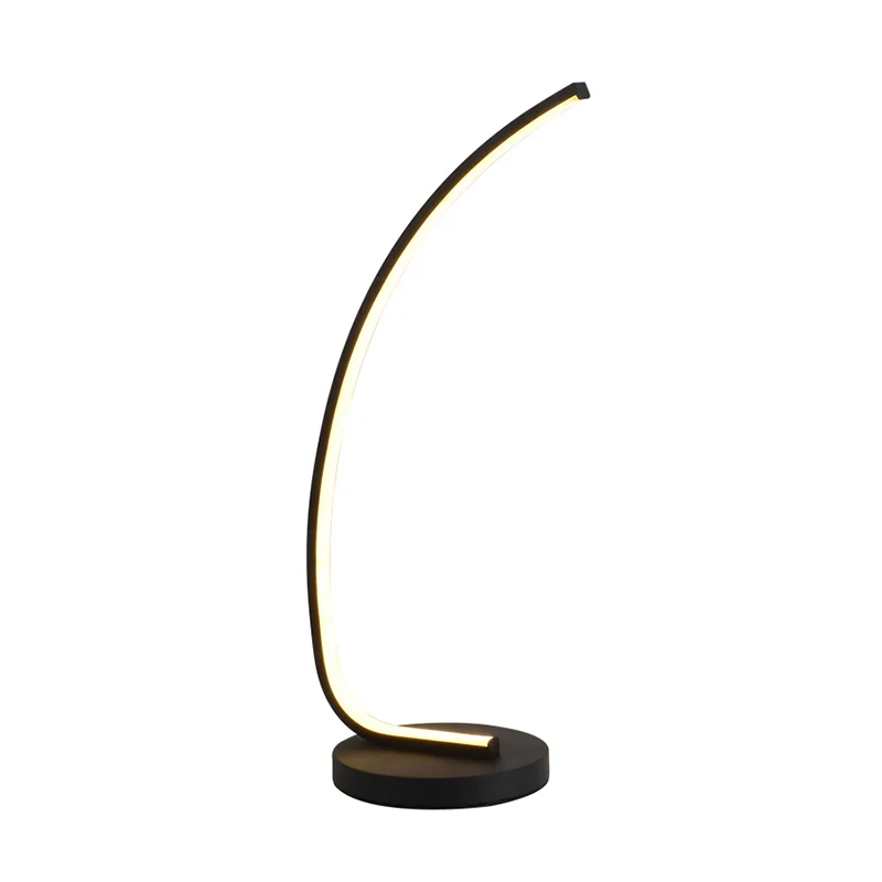 Curve LED-nachtkastjelamp Simplicity Metalen nachtkastjeverlichting met ronde voet Clearhalo