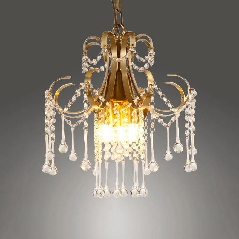 Curvy arm kristal kralen plafond hanger moderne 3 lampen slaapkamer kroonluchter lamp goud Clearhalo