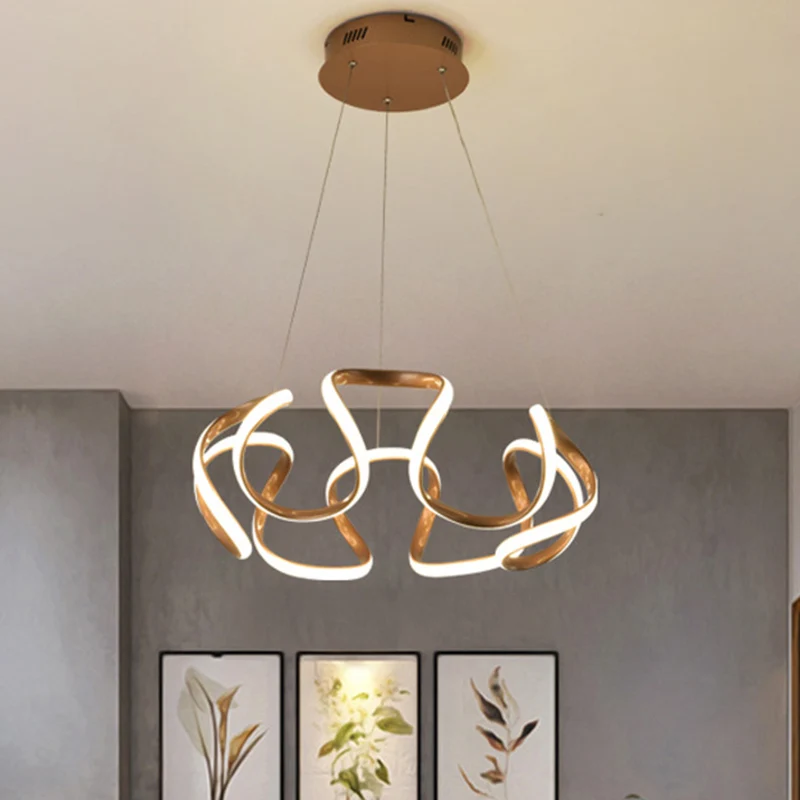 Curvy Circle hanglamp modernistische metallic LED bruine kroonluchter hanglamp Clearhalo