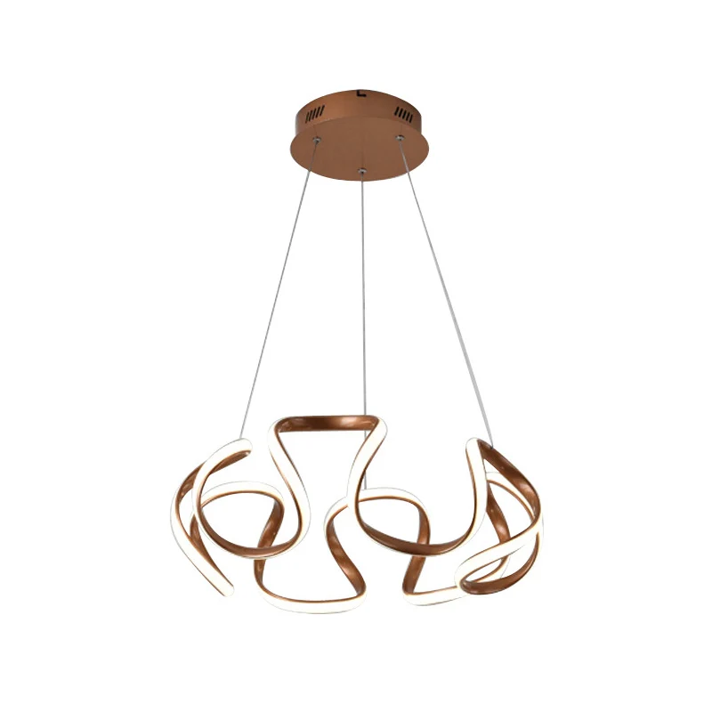 Curvy Circle hanglamp modernistische metallic LED bruine kroonluchter hanglamp Clearhalo
