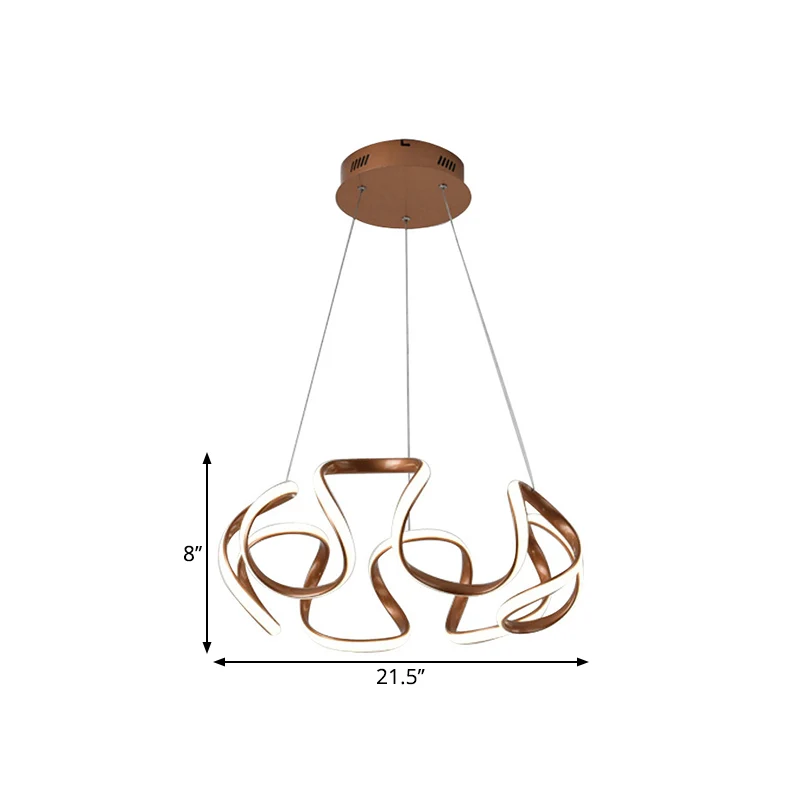 Curvy Circle hanglamp modernistische metallic LED bruine kroonluchter hanglamp Clearhalo