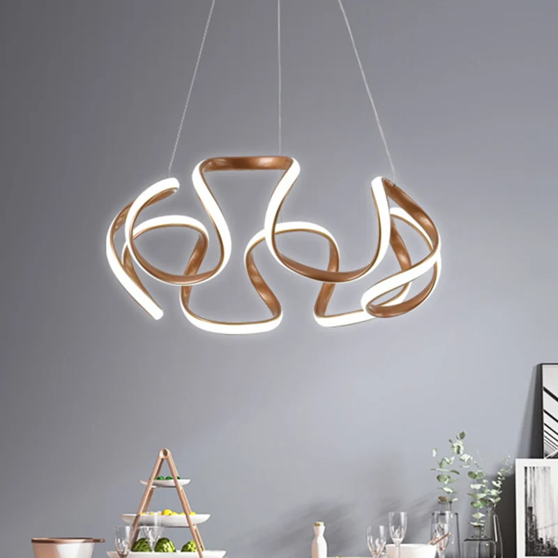 Curvy Circle hanglamp modernistische metallic LED bruine kroonluchter hanglamp Clearhalo