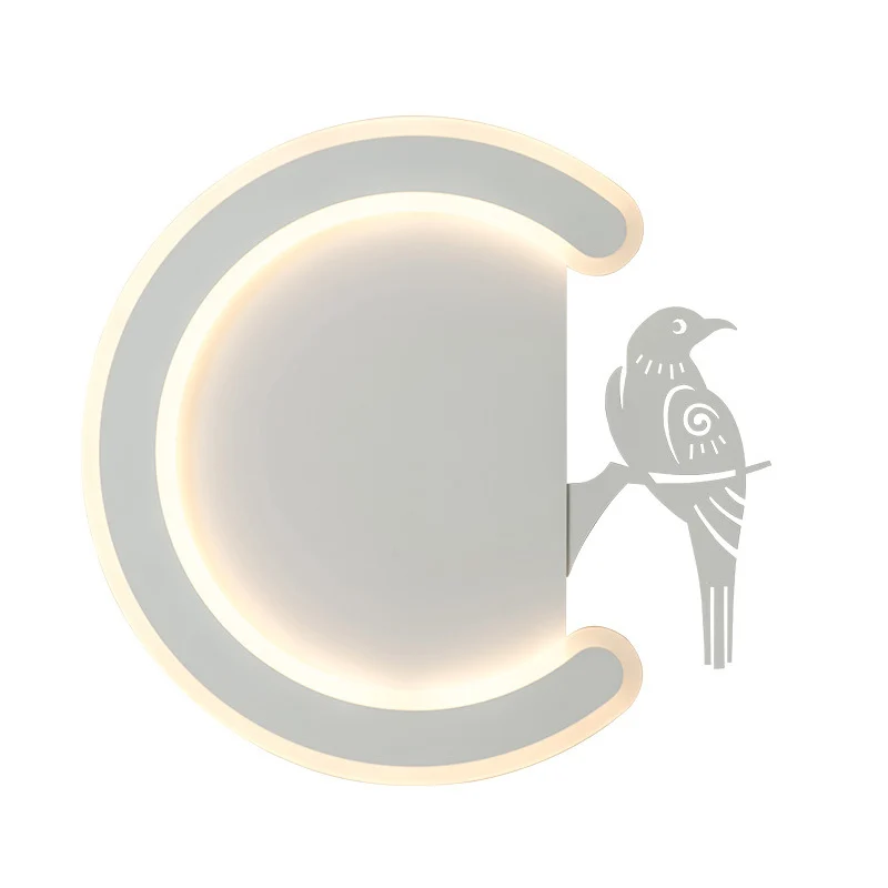C-vorm en vogel naar links/rechts acryl wandkandelaar Lichte hedendaagse witte LED-wandlamp warm/wit licht Clearhalo