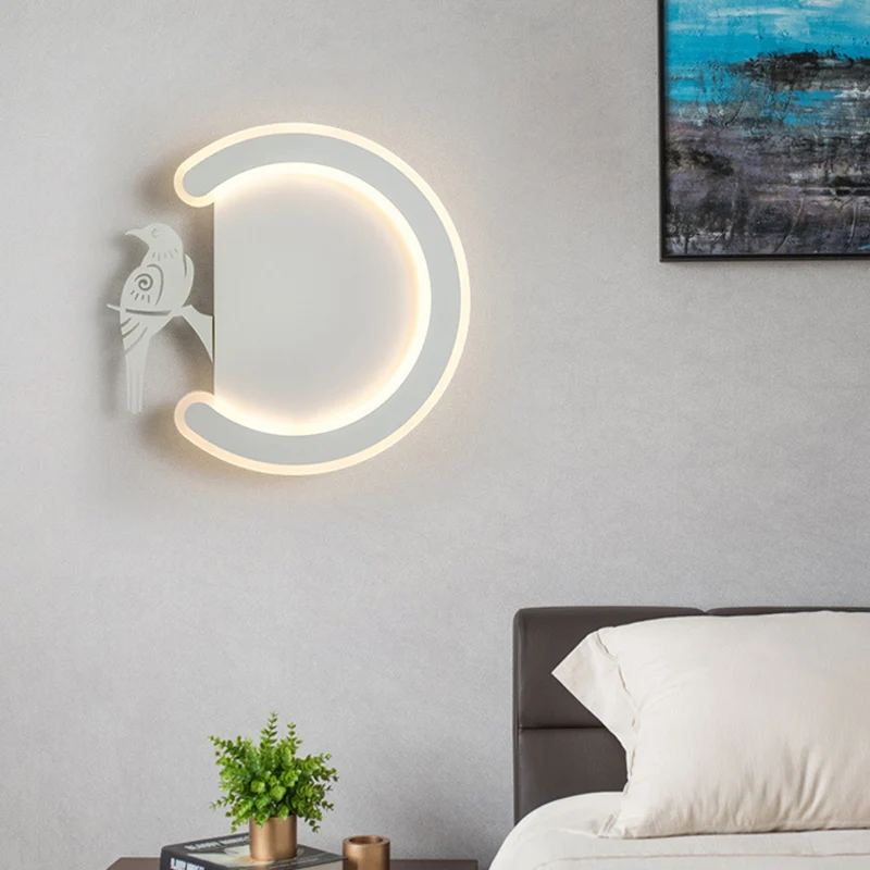 C-vorm en vogel naar links/rechts acryl wandkandelaar Lichte hedendaagse witte LED-wandlamp warm/wit licht Clearhalo