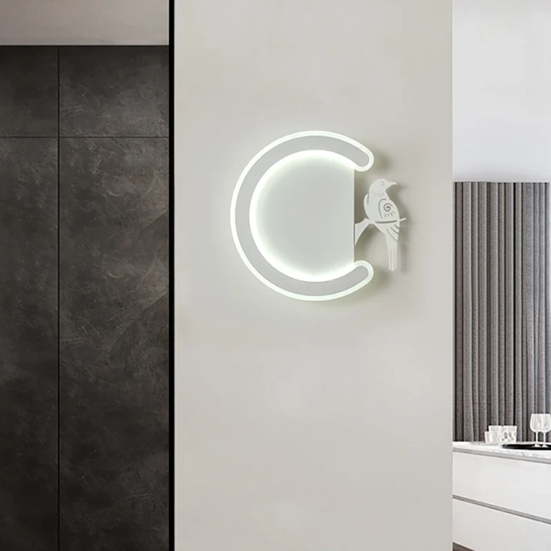 C-vorm en vogel naar links/rechts acryl wandkandelaar Lichte hedendaagse witte LED-wandlamp warm/wit licht Clearhalo