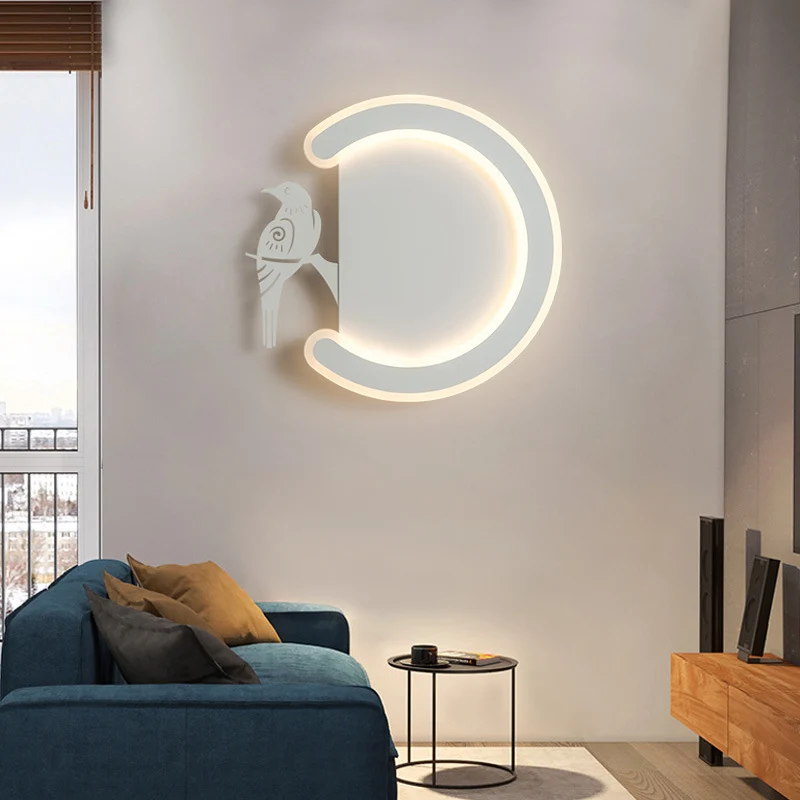 C-vorm en vogel naar links/rechts acryl wandkandelaar Lichte hedendaagse witte LED-wandlamp warm/wit licht Clearhalo