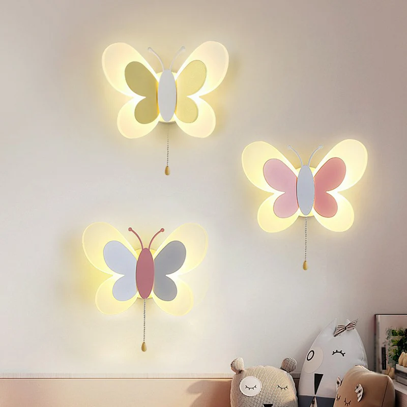 Decoratieve vlinder schans licht acryl kinderslaapkamer LED wandlamp Clearhalo