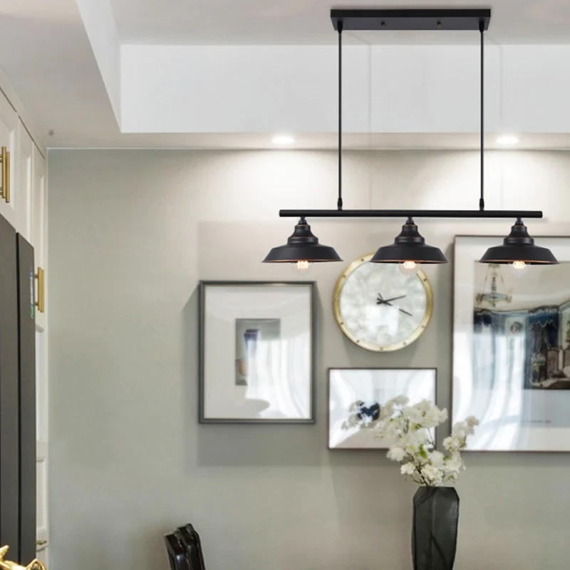 Dekselvormige bistro-eilandlamp Rustiek metalen hangende plafondlamp met 3 koppen donkere koffie Clearhalo
