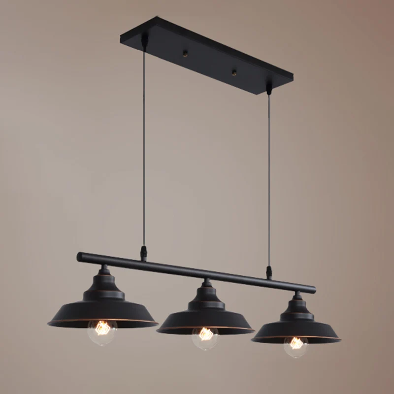 Dekselvormige bistro-eilandlamp Rustiek metalen hangende plafondlamp met 3 koppen donkere koffie Clearhalo
