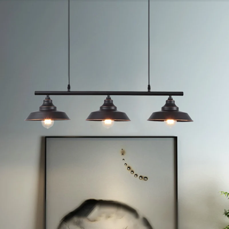 Dekselvormige bistro-eilandlamp Rustiek metalen hangende plafondlamp met 3 koppen donkere koffie Clearhalo