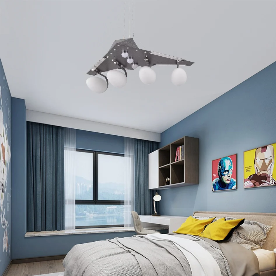 Delta Wing Kinderkamerkroonluchter Metalen creatieve hanglamp grijs Clearhalo