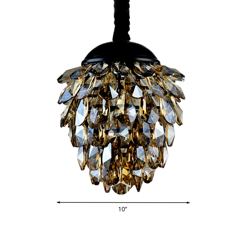 Dennenappel kristallen plafondhanglamp moderne stijl 2-lichts zwart/gouden kroonluchter Clearhalo