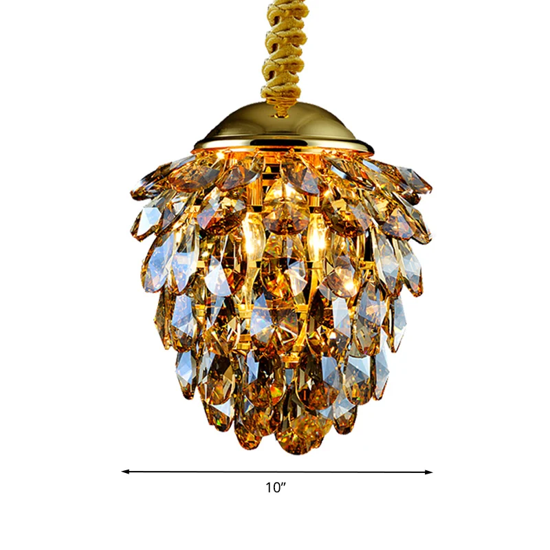 Dennenappel kristallen plafondhanglamp moderne stijl 2-lichts zwart/gouden kroonluchter Clearhalo