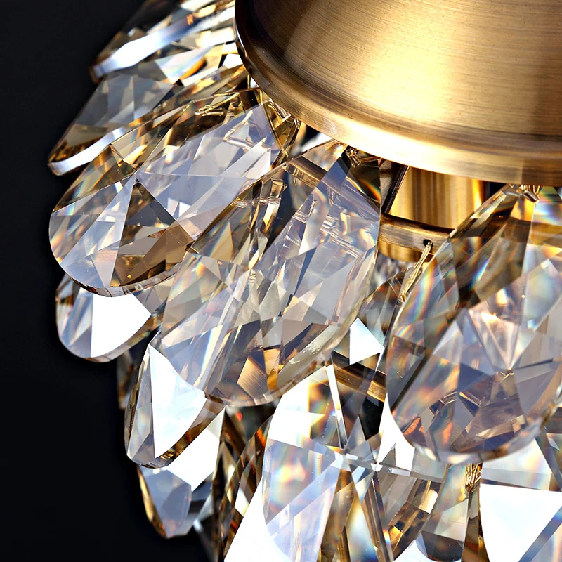 Dennenappel kristallen plafondhanglamp moderne stijl 2-lichts zwart/gouden kroonluchter Clearhalo