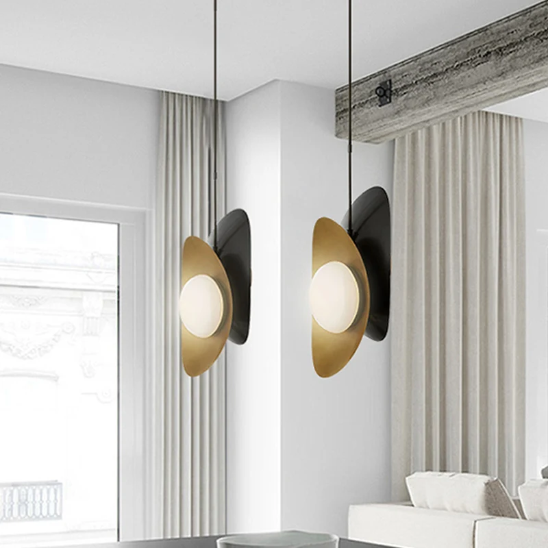 Designer Pebble hanglampset opaal matglas 2 lampen postmoderne stijl hanglamp zwart-goud/goud Clearhalo