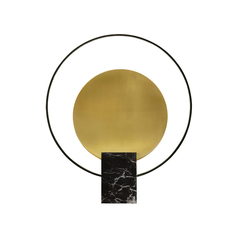 Designer ronde nachtkastjelamp marmeren woonkamertafellamp met één lamp zwart/groen en messing Clearhalo