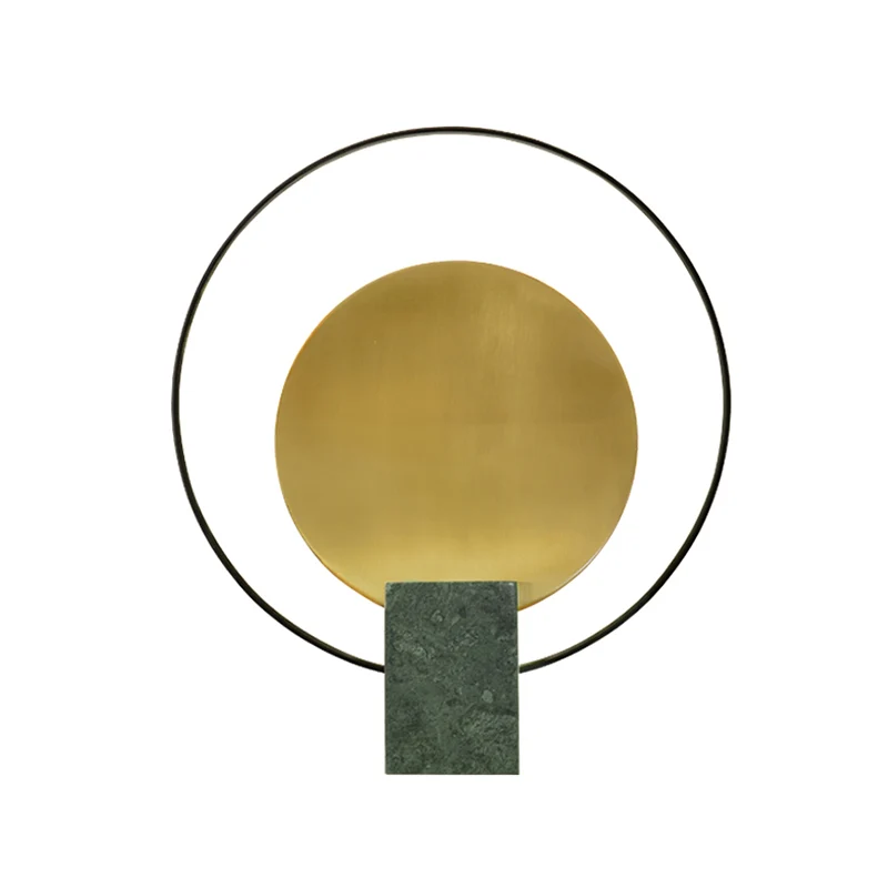 Designer ronde nachtkastjelamp marmeren woonkamertafellamp met één lamp zwart/groen en messing Clearhalo