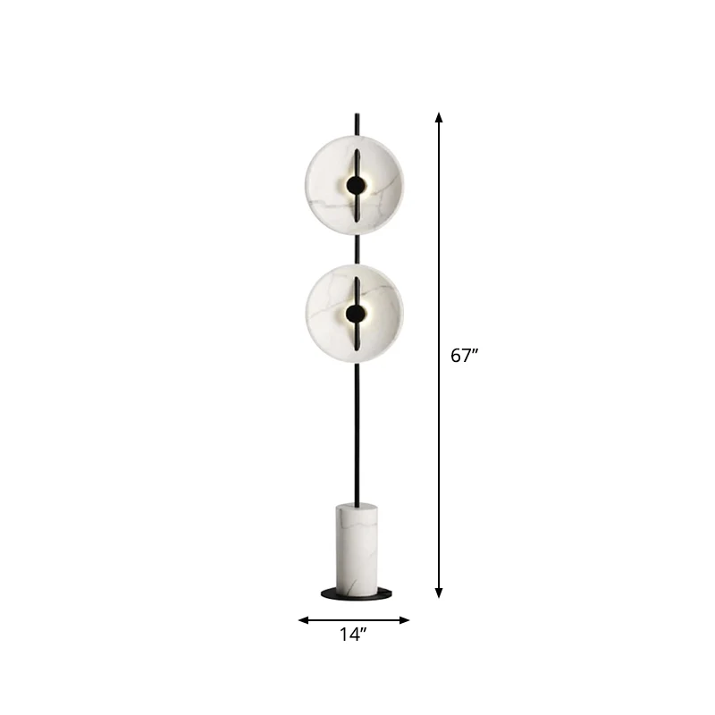 Designer roterende schijf vloerlamp marmer 2 lampen zitkamer stalamp zwart en wit Clearhalo