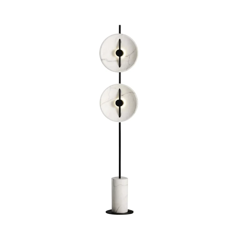 Designer roterende schijf vloerlamp marmer 2 lampen zitkamer stalamp zwart en wit Clearhalo