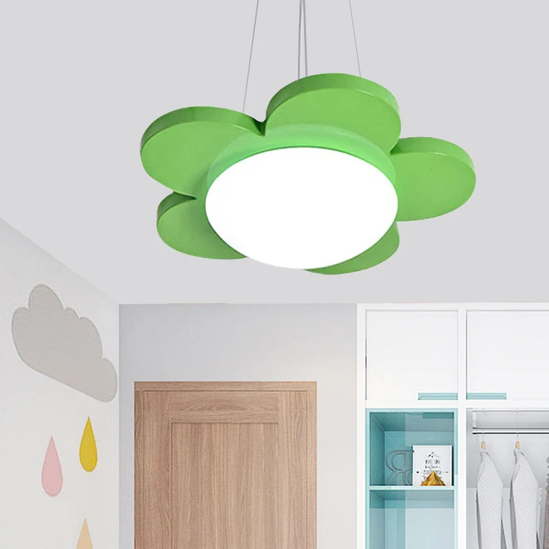 15 "/23" Dia bloemvormige hanglamp kinder acryl LED plafondkroonluchter rood/geel/blauw/groen voor kinderkamer Clearhalo