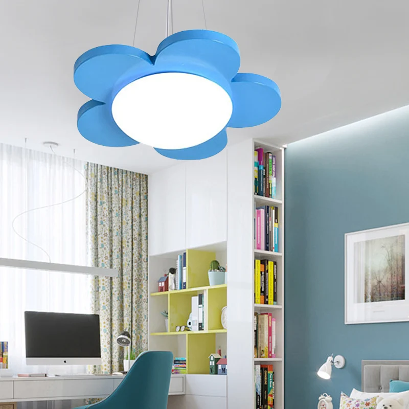 15 "/23" Dia bloemvormige hanglamp kinder acryl LED plafondkroonluchter rood/geel/blauw/groen voor kinderkamer Clearhalo