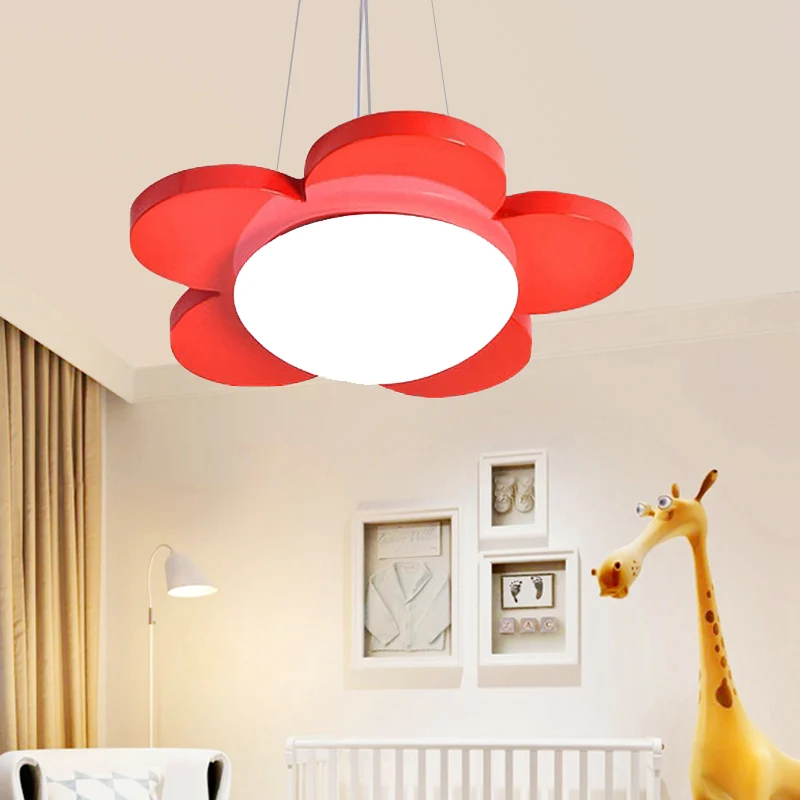 15 "/23" Dia bloemvormige hanglamp kinder acryl LED plafondkroonluchter rood/geel/blauw/groen voor kinderkamer Clearhalo