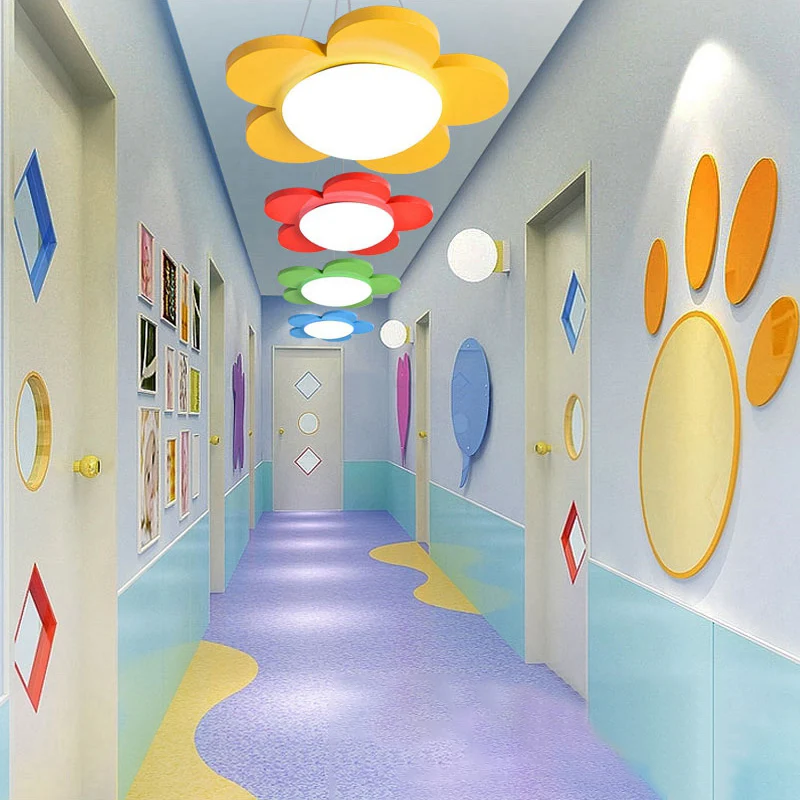 15 "/23" Dia bloemvormige hanglamp kinder acryl LED plafondkroonluchter rood/geel/blauw/groen voor kinderkamer Clearhalo