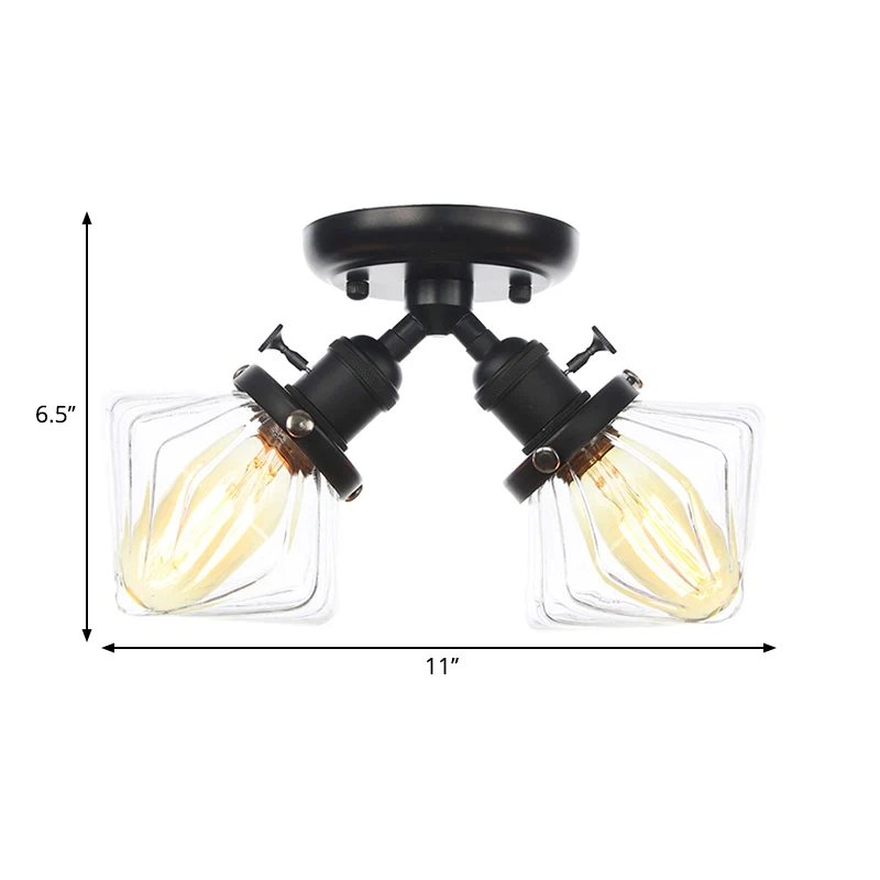 Diamant amber/helder glas semi-gemonteerd verlichting boerderij 2 lampen zwart/brons semi-inbouw lichtarmatuur voor restau...