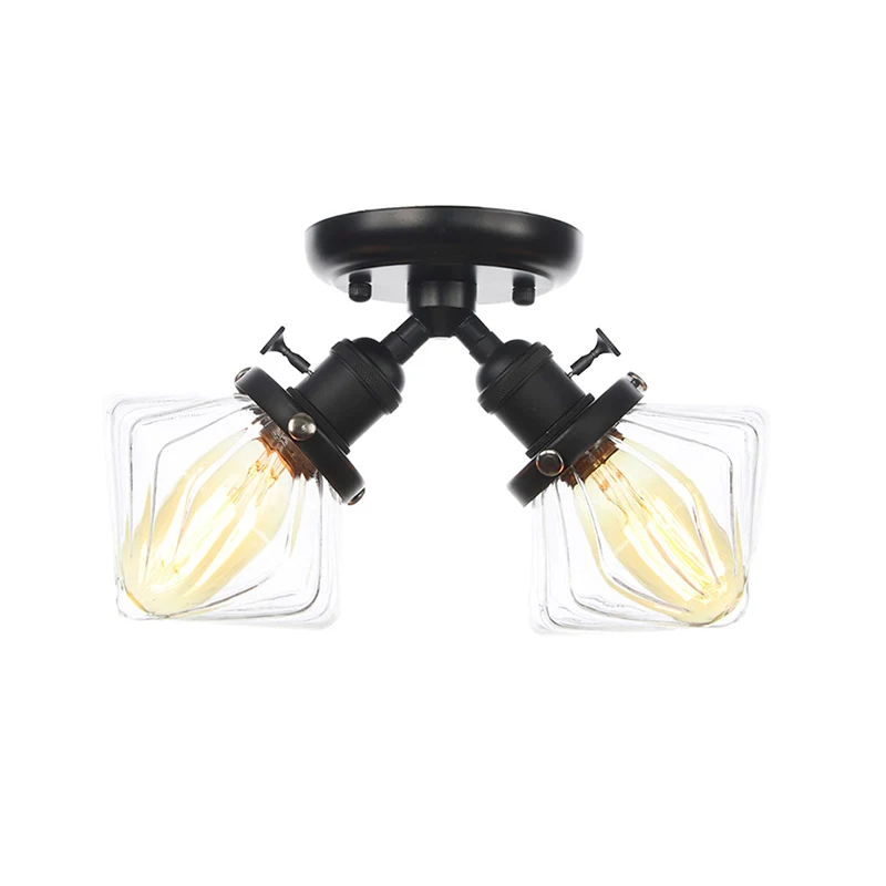 Diamant amber/helder glas semi-gemonteerd verlichting boerderij 2 lampen zwart/brons semi-inbouw lichtarmatuur voor restau...