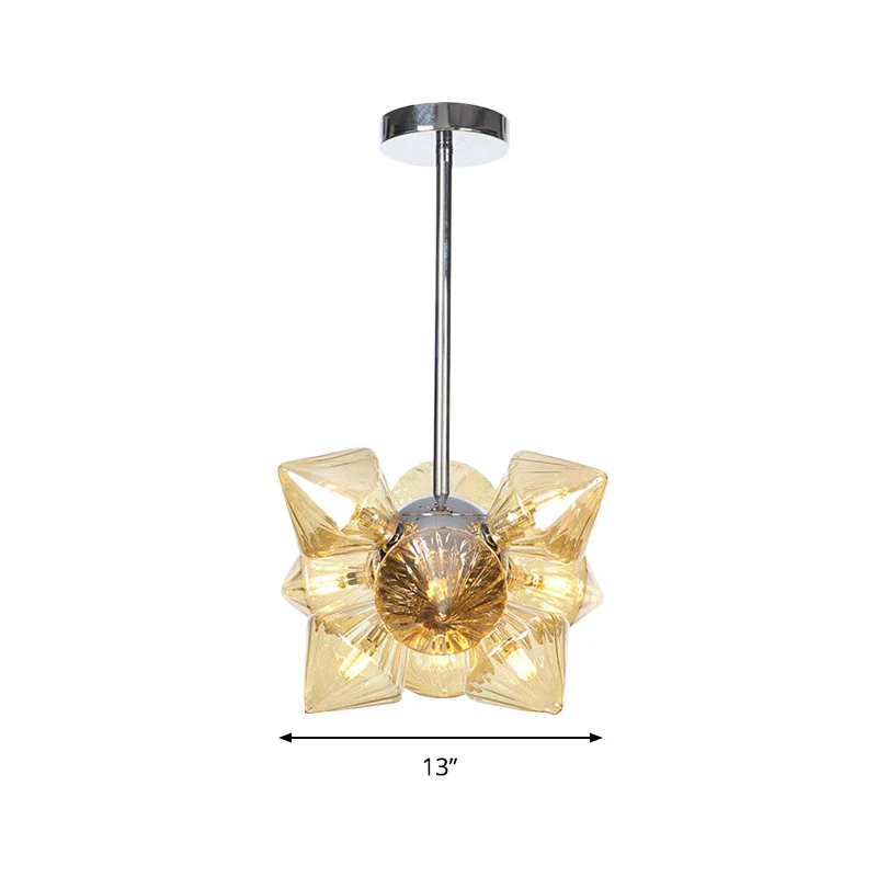 Diamanten hangende kroonluchter modernisme amberglas 9/12 koppen plafondhanglamp chroom Clearhalo