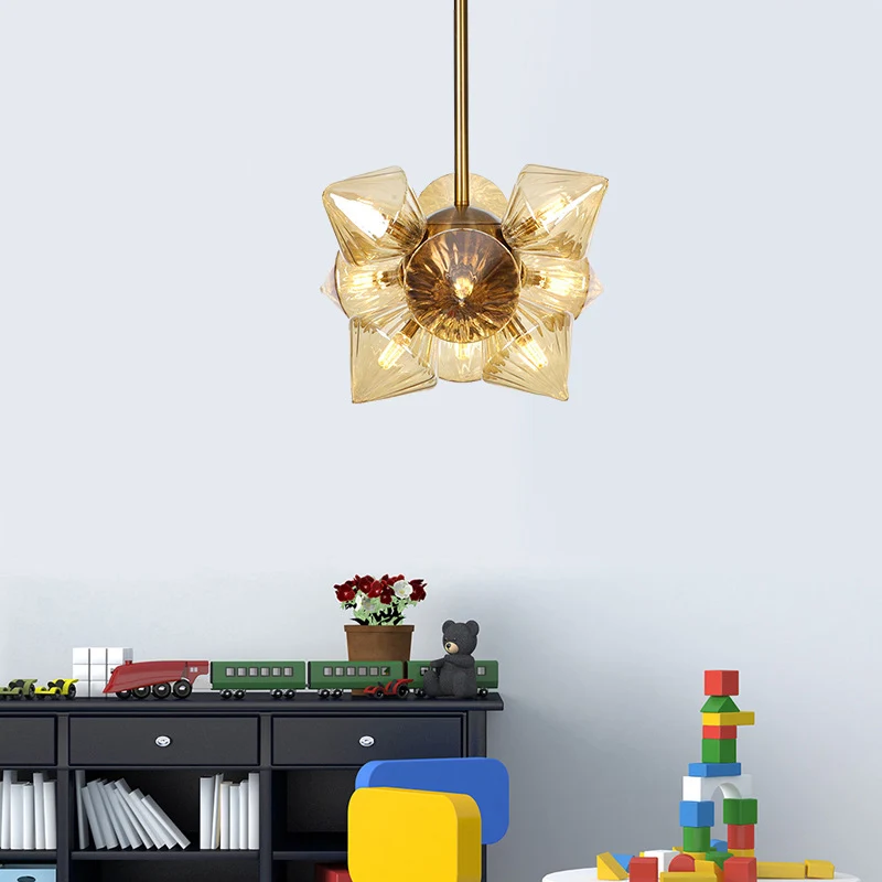 Diamanten hangende kroonluchter modernisme amberglas 9/12 koppen plafondhanglamp chroom Clearhalo