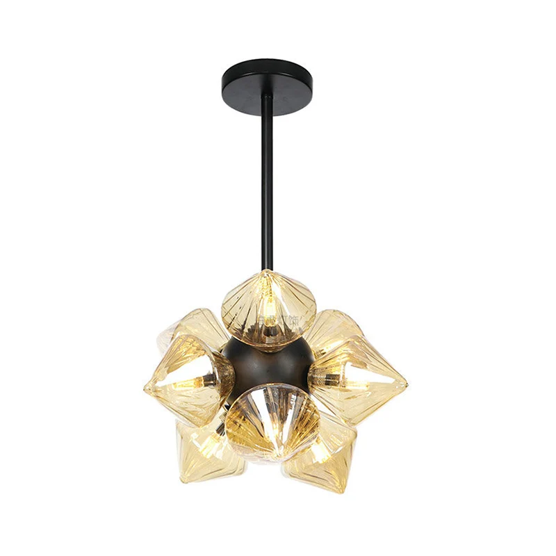 Diamanten kroonluchterlamp eigentijds amberglas 9/12 lampen woonkamer hangend pentantlicht Clearhalo