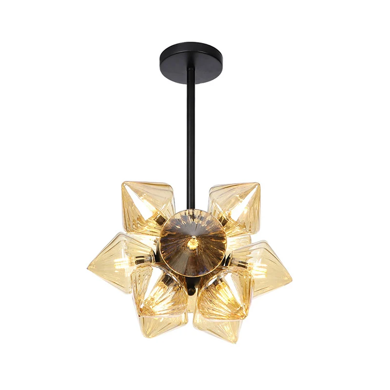 Diamanten kroonluchterlamp eigentijds amberglas 9/12 lampen woonkamer hangend pentantlicht Clearhalo