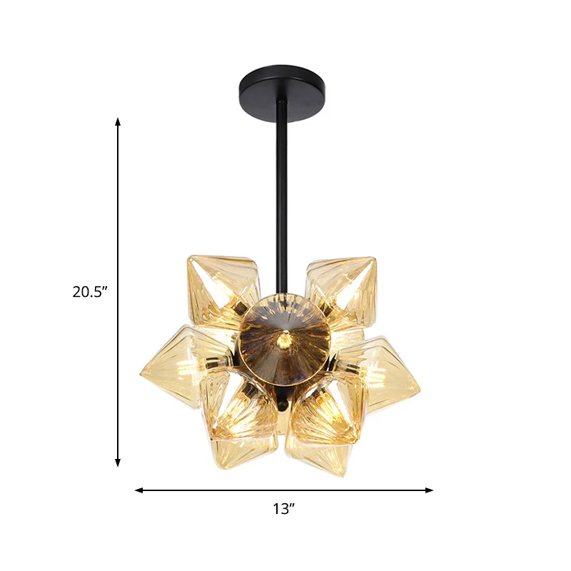 Diamanten kroonluchterlamp eigentijds amberglas 9/12 lampen woonkamer hangend pentantlicht Clearhalo