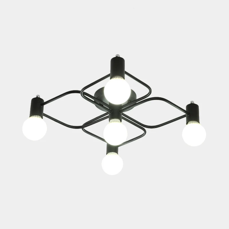 Diamant/Rechthoekig Semi-inbouwlicht Hedendaags Metaal 5/7/9 Lichten Wit/Zwart Led Semi-Mount Lamp met melkglas kale lampe...