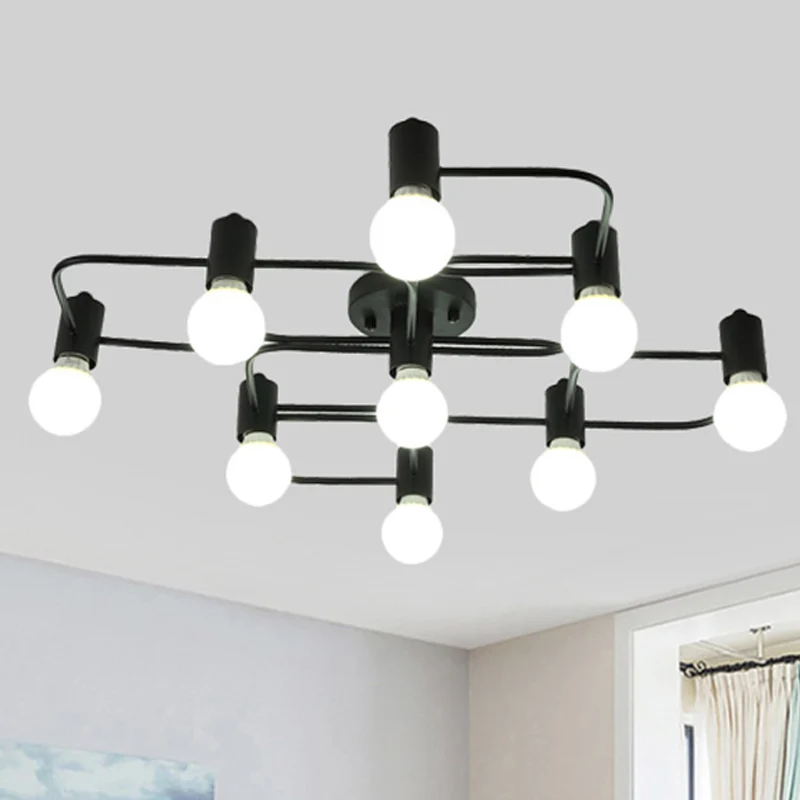 Diamant/Rechthoekig Semi-inbouwlicht Hedendaags Metaal 5/7/9 Lichten Wit/Zwart Led Semi-Mount Lamp met melkglas kale lampe...