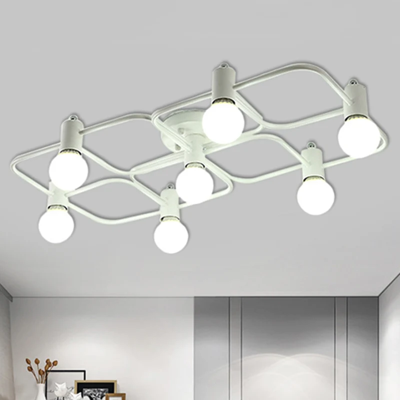 Diamant/Rechthoekig Semi-inbouwlicht Hedendaags Metaal 5/7/9 Lichten Wit/Zwart Led Semi-Mount Lamp met melkglas kale lampe...