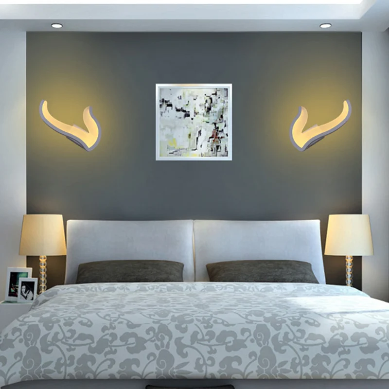 Diamant/Twijg/Bloem Acryl LED Wandlamp Armatuur Minimalistische Witte Wandkandelaar Verlichting voor Slaapkamer Clearhalo