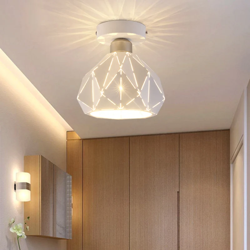 Diamond Iron semi-inbouwlamp eigentijds 1-lichts witte afwerking inbouwplafondlamp voor gang Clearhalo