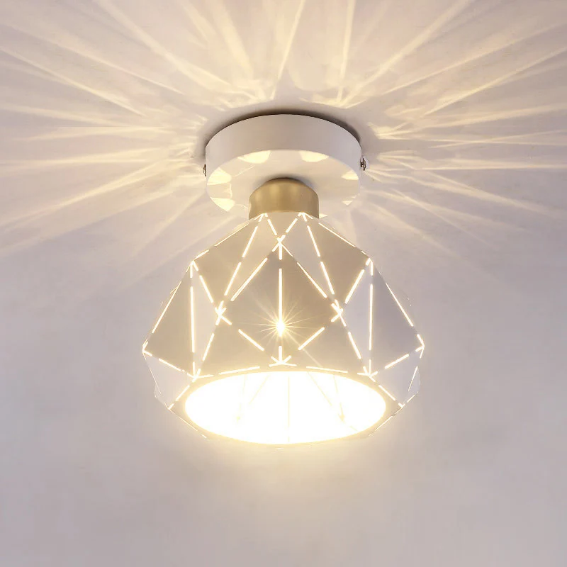 Diamond Iron semi-inbouwlamp eigentijds 1-lichts witte afwerking inbouwplafondlamp voor gang Clearhalo
