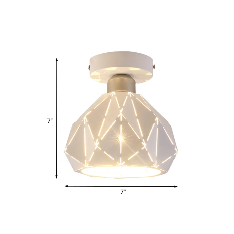 Diamond Iron semi-inbouwlamp eigentijds 1-lichts witte afwerking inbouwplafondlamp voor gang Clearhalo