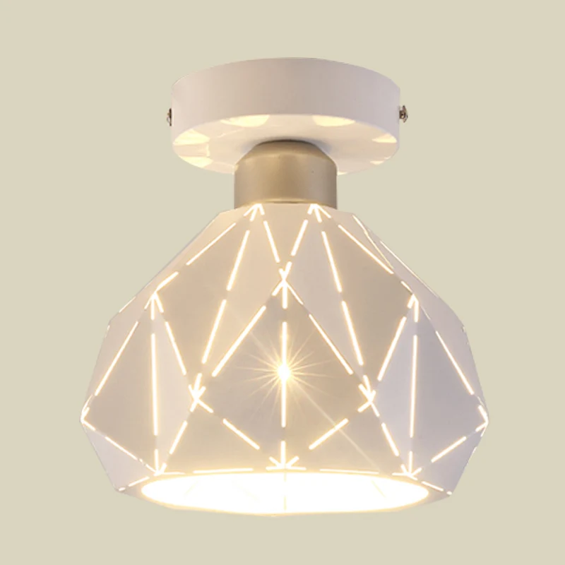Diamond Iron semi-inbouwlamp eigentijds 1-lichts witte afwerking inbouwplafondlamp voor gang Clearhalo